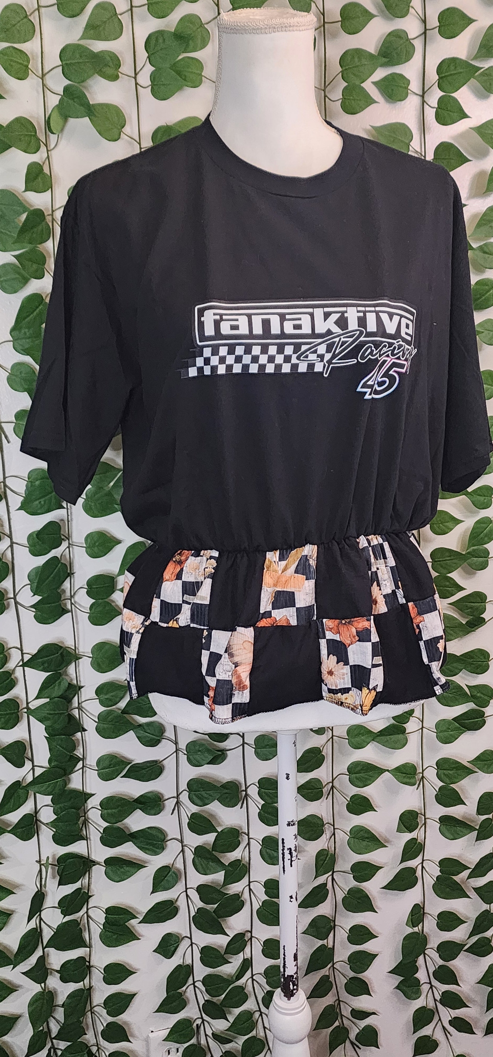 Fanaktive floral/checker Patchwork with elastic waist
