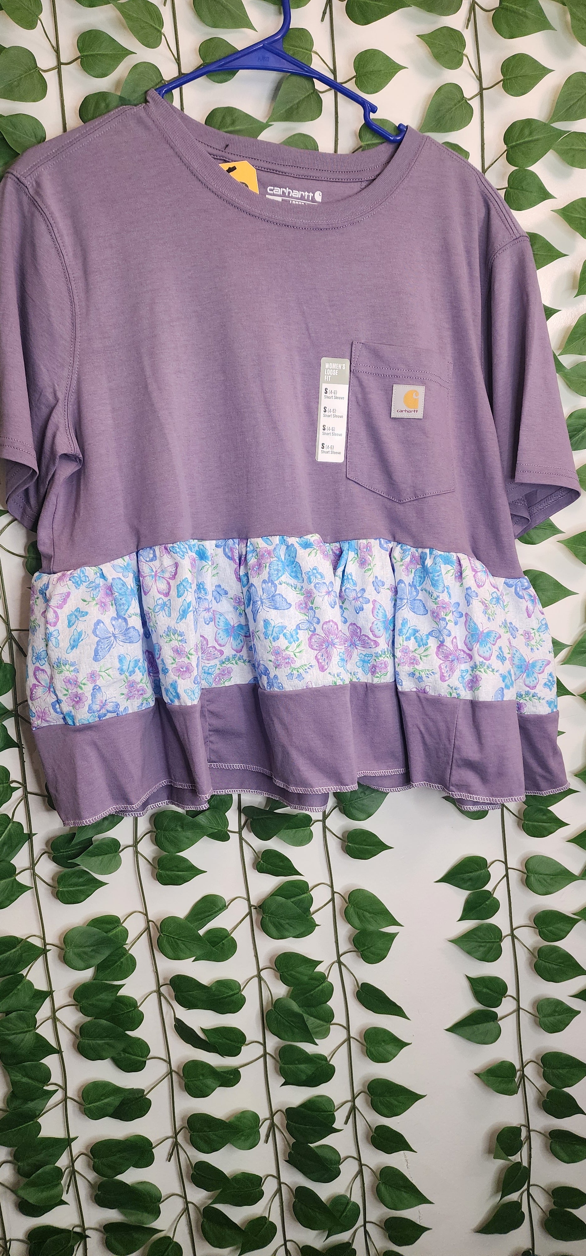 Purple and Butterfly carhartt upcycle shirt