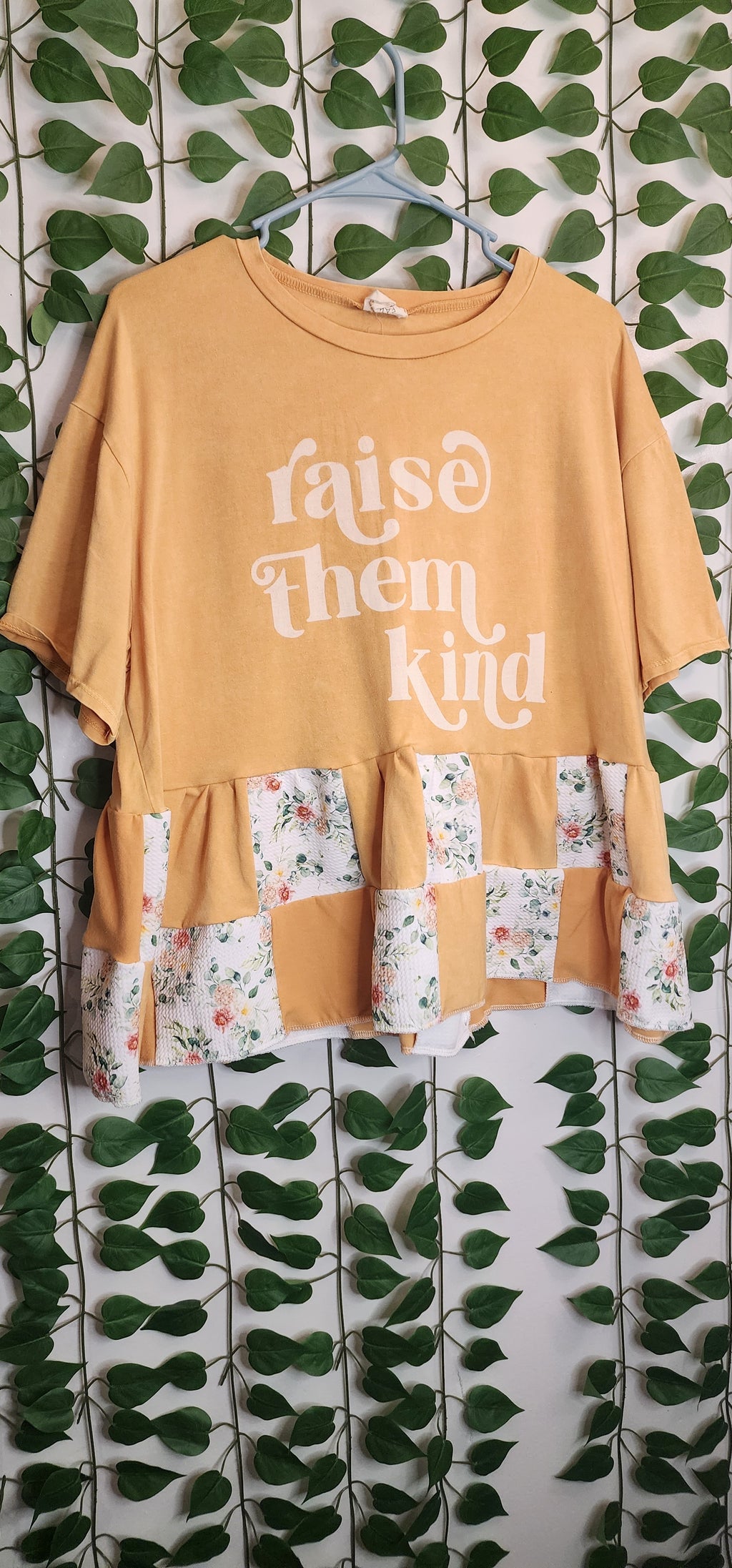 Raise them kind patchwork shirt